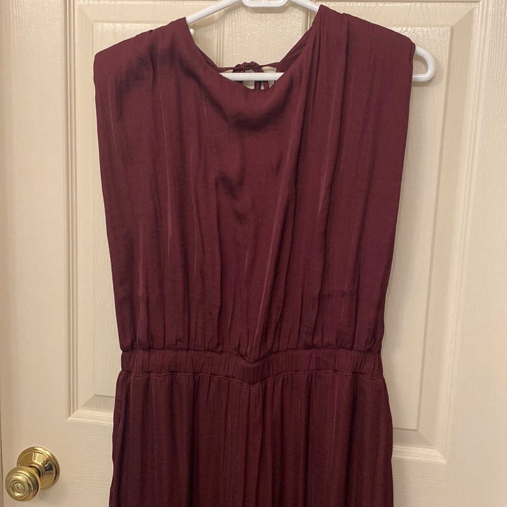 Burgundy, wine satin wide-leg jumpsuit